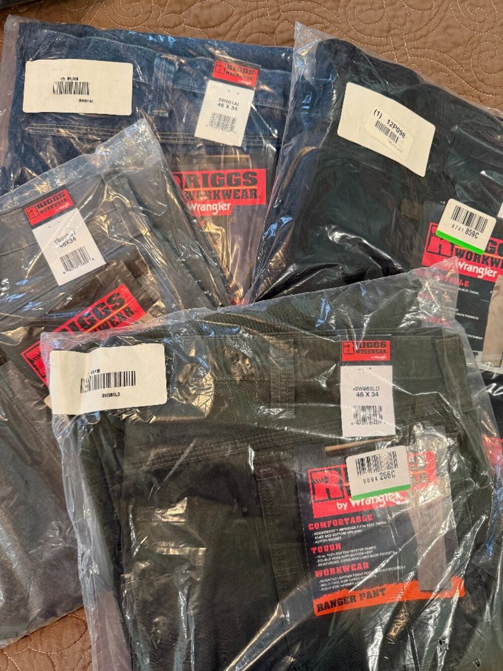 NWT RIGGS WORKWEAR BY WRANGLER RANGER PANT 46X34 4 PAIRS AVAILABLE
